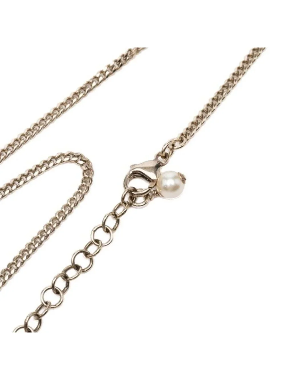 Chanel CC Logo Heart Motif Chain Pendant Stamp Silver White Metal